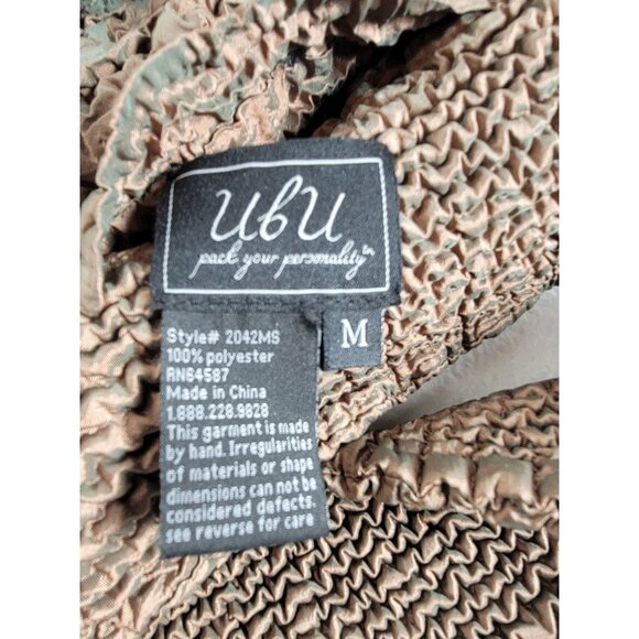 UBU Womens Textured Crinkle Jacket Medium Brown Polyester Zip-Up Lightweight - Picture 3 of 7